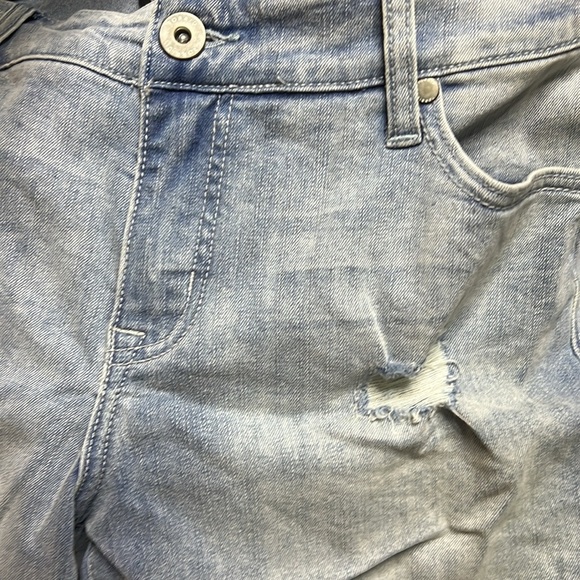 Torrid Distressed Light Blue Skinny Distressed Bermuda Shorts 10 - Picture 4 of 10